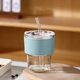 thumbnail image 1 of Taza de paja de vidrio 420ml Taza de café transparente | Funda resistente al calor | Tapa a prueba de fugas | Vaso de vidrio portátil, duradero y liviano para bebidas frías y calientes | Incluye, 1 of 6