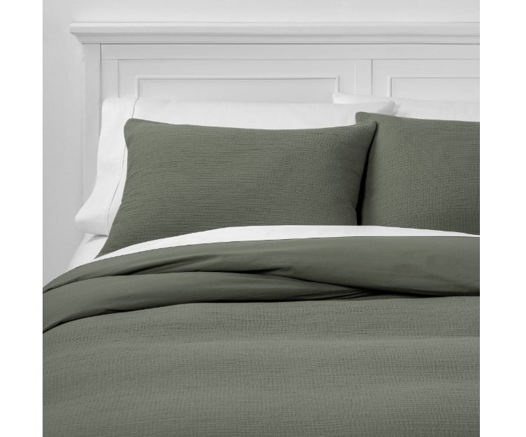 Twin Extra Long Micro Texture Duvet Cover & Sham Set Olive Project 62