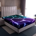 thumbnail image 4 of Erosebridal Teens Geometry Bed Sheets Set Full Size, Futuristic Abstract Bed Sheets Full, Striped Decor, 4pcs, 4 of 7