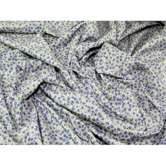 Minerva Cotton Lawn Fabric Blue & Mauve - per yard
