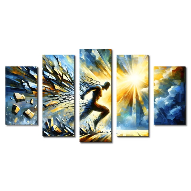 Cuadro decorativo Cuadros Abigail Abstracto Hombre Fuerza Rompiendo Limites Set de 5 piezas