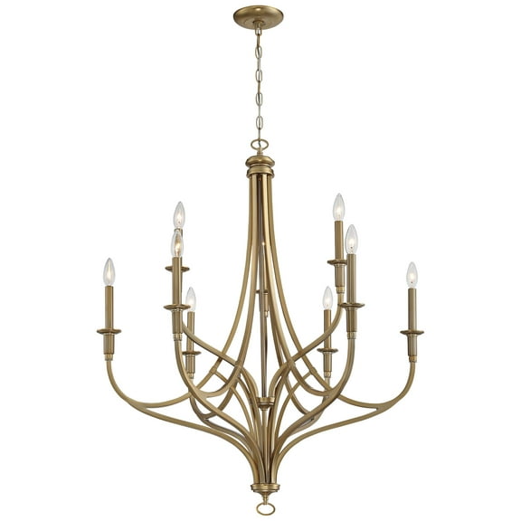 9-Light Chandelier Brushed Honey Gold Steel 39 Inches Tall By 34 Inches Wide     -Traditional Installation Minka Lavery 1099-740