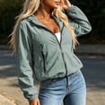 thumbnail image 6 of Husipze Women's Lightweight Full Zip Cropped Jacket Outdoor Long Sleeve Sun Protection Solid Color Hooded Hiking Jacket Windbreaker Army Green XXXL, 6 of 7
