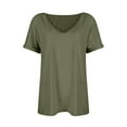 thumbnail image 4 of Dwralegc Womens V Neck T Shirts Solid Fashion Shirts Summer Short Sleeve V-Neck Tops Tee Lightweight Loose Fit Shirt Outfits Army Green S, 4 of 5