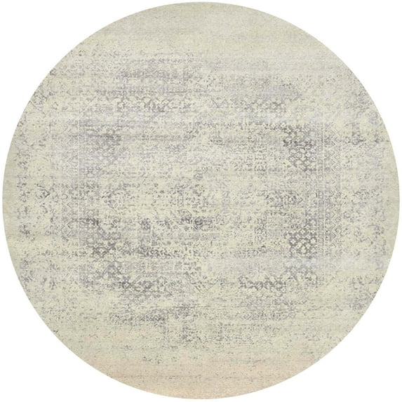 Ahgly Company Indoor Round Mid-Century Modern Tan Brown Oriental Area Rugs, 3' Round