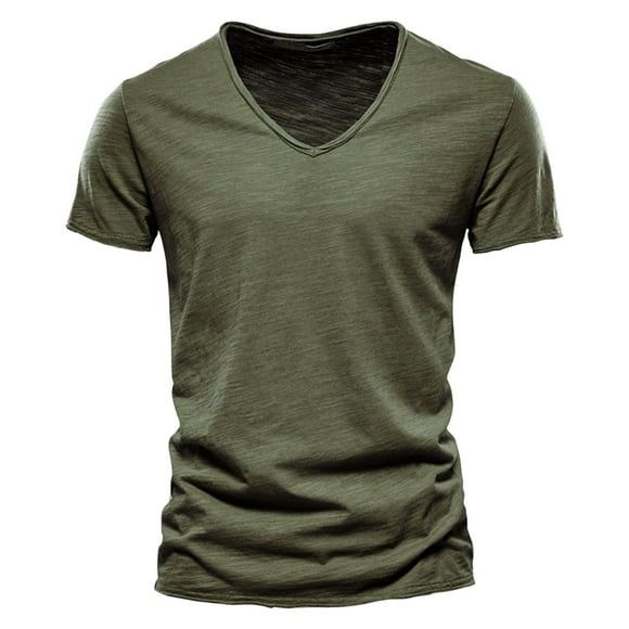 2025 Mens Casual Solid Cow Print Shirt Color Cotton V Neck Men T-Shirts Casual Short Sleeve T Shirt Big and Tall T-Shirts for Men Top