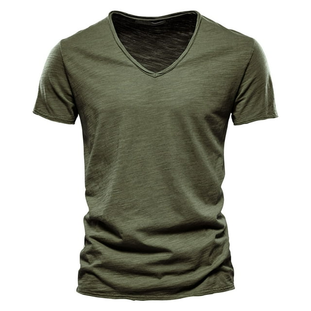 T-shirts pour Hommes Stylés Décontractés Couleur Unie Col en V Manches Courtes T-Shirt pour Hommes - Mode pour Votre Garde-Robe - Port Confortable et Polyvalent