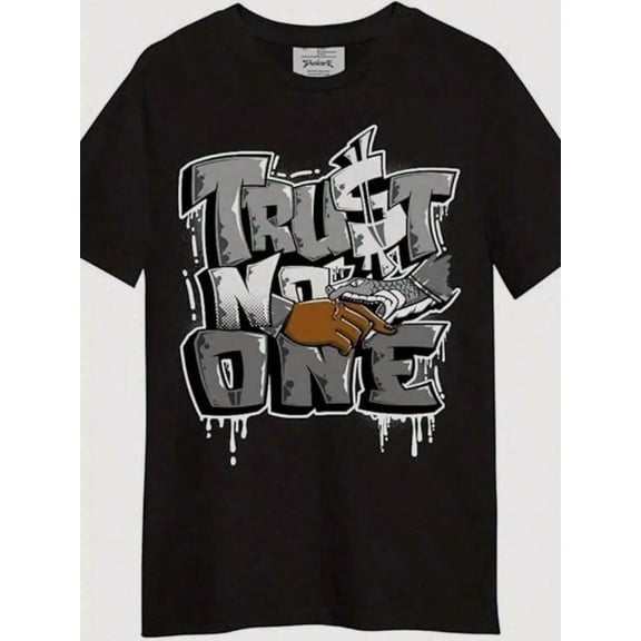 【Trust No One】"Urban Graffiti & Money Hand" Graphic T-Shirt – 90s Hip-Hop Streetwear Tee, Bold Attitude Top for Men & Teens