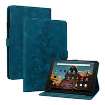 XYX for Kindle Fire HD 10 (11th Generation, 2021 Release) Case, PU Leather Slim Folio with Multi-Angle Stand - Blue Lily Flower