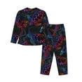 thumbnail image 2 of Kll Sea Turtle Print Women'S Long Sleeve Pajamas With Pants Sleepwear Loungewear 2 Set-Large, 2 of 9
