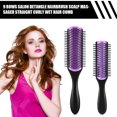 thumbnail image 4 of Cepillo de pelo desenredante de 9 filas para mujeres y hombres peines para masaje del cuero cabelludo herramientas de peluquería, 4 of 8