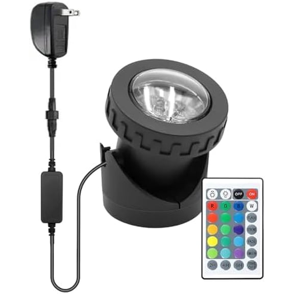 Colored Pond Lights with Timer, RGB Fountain Lights IP68 Waterproof Submersible Dimmable Outdoor Landscape Lights for Fish Tank Pond Fountain Garden, 1-Light