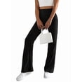 thumbnail image 3 of Pantalones Anchos de Pierna para Mujer, de Cintura Alta, para Estar en Casa, con Cintura Elástica, para Otoño e Invierno, Informales, de Punto Negro L, 3 of 9