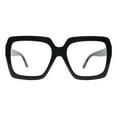 thumbnail image 2 of SUPER Oversized XL Big Wide Square Frame Clear Lens Glasses UV 400 Shiny Black, 2 of 4