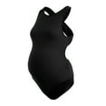 thumbnail image 6 of COMVALUE Maternity Swimsuit One Piece Bathing Suit Button Neck Cross Back (Black, L), 6 of 9