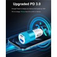 thumbnail image 2 of UTAH-USB C Car Charger Fast Charging, 30W Dual USB Type C Lighter Adapter Cigarette Socket Power Quick Charge Block USBC Cargador Carro Blue LED Light Plug Base Boxed for iPhone, Samsung Galaxy, LG,, 2 of 4