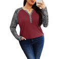 thumbnail image 3 of Gleelist Womens Plus Size Long Sleeve Henley Tops V Neck Casual Loose Fit Shirts Blouses Trendy Clothes XL-5XL, 3 of 8