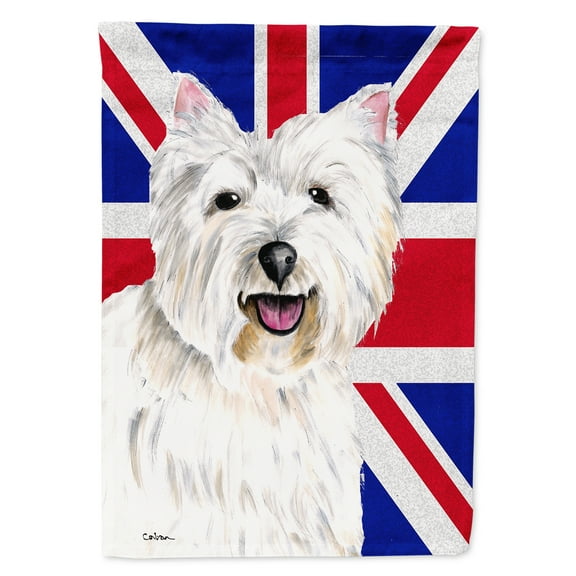 Westie with English Union Jack British Flag House Flag