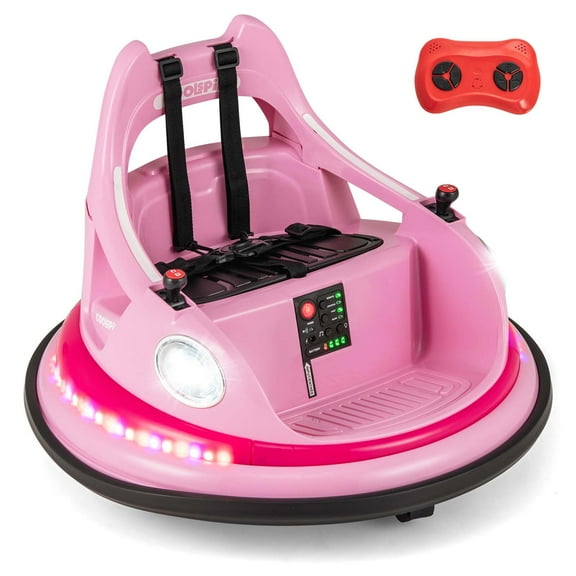 Costway 12V Kids Electric Ride On Bumper Car Battery Powered Bumper Car with Remote Control Pink