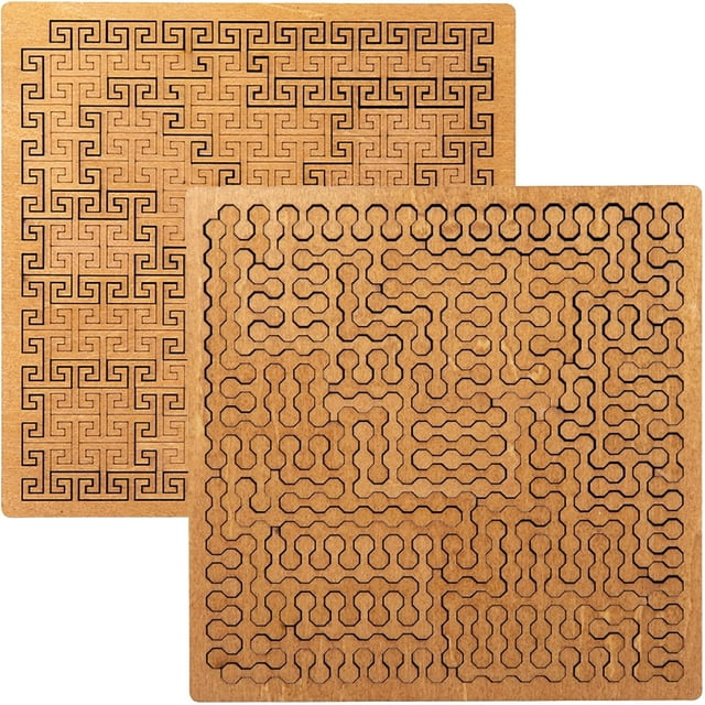 Fractal Tray Puzzles, Hard Difficult Wooden Jigsaw Puzzles for Adults, Unique Irregular Creative Labyrinth Impossible Difficult, Reverse Thinking Puzzle, No Image Puzzle (A+C)
