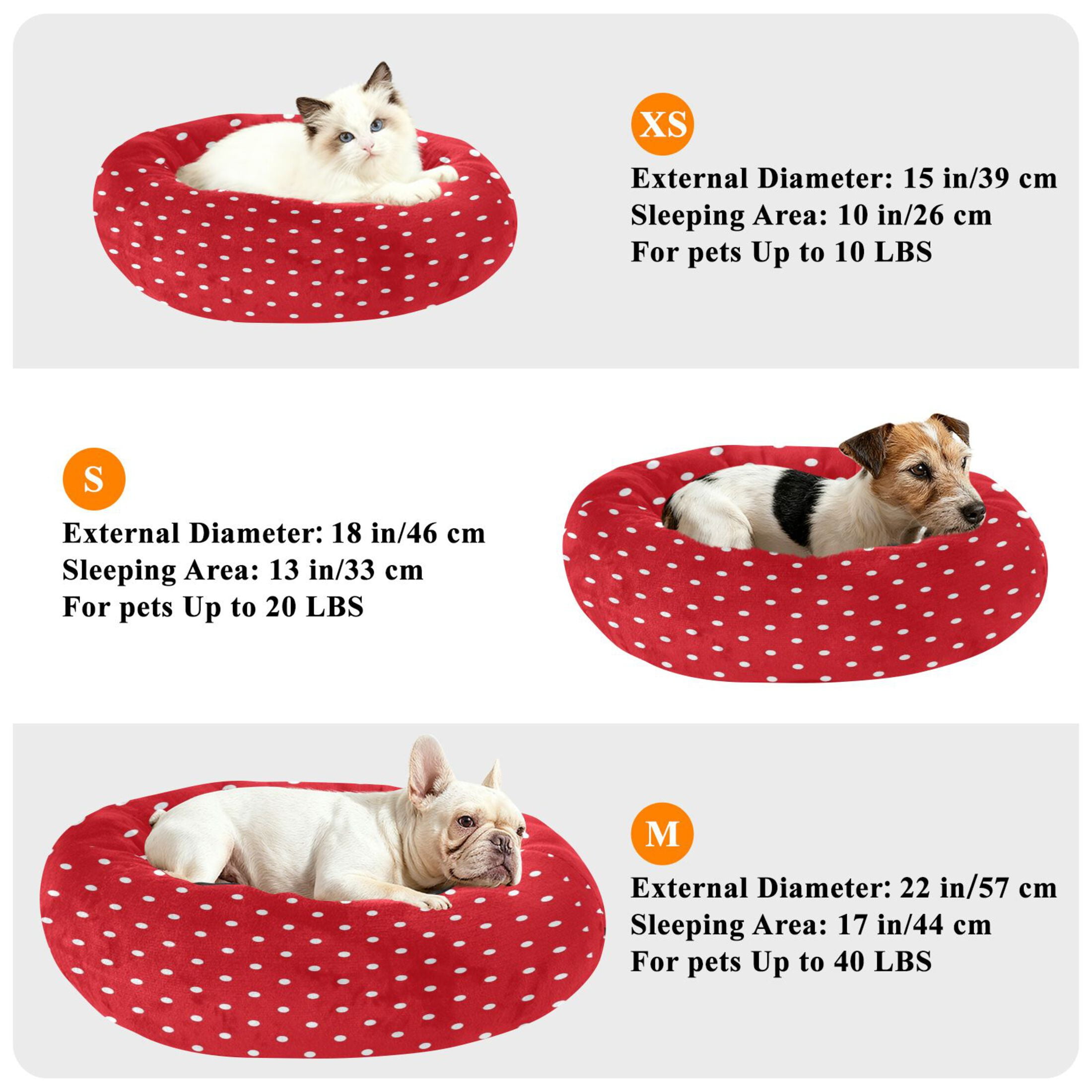 Iauyy Pet Couch Donut Cat Bed for Indoor Cats/Small Dogs Washable & Machine with Non-slip Bottom Calming Cat Furniture, Simple Polka Dots (S)