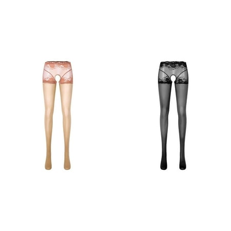 2-Pack Womens Oil Glossy Crotchless Pantyhose Stockings Stretchy Tights Sports Lingerie Big Bust Lingerie for Women Lingerie for Women plus Size with Sleeve Silk Stockings for Women with Bows Mat