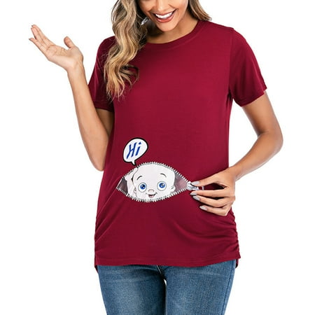 

Summer Savings Clearance! Edvintorg Pregnant Woman Clothes Summer Fashion Kawaii Maternity Shirts Cute Print Short Sleeve Casual Pregnancy Clothes For Women