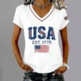 thumbnail image 2 of NMMUED 250th Anniversary USA Shirt American Flag Tops for Women V Neck T Shirts for Women Patriotic Casual 250 Years T-shirt Flag Print Fourth of July Outfit Women White XL, 2 of 4