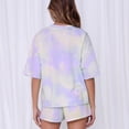 thumbnail image 4 of WAYUTE Womens Sets 2 Piece Outfits Tie Dye Short Sleeve V Neck T Shirt and Leisure Lacing Shorts Baggy Outdoor Summer Outfit, 4 of 4