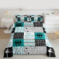 thumbnail image 2 of Homewish Eat Sleep Ballet Bedding Comforter Set for Kids, Chic Stripes Lines Twin Comforter Sets, Green Buffalo Patchwork Reversible Bedding Set, Breathable Home Decor, 2 Pieces, 2 of 8