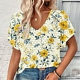 thumbnail image 6 of ibuvkizy Womens Tops Short Sleeve Shirts for Women,Women's Fashion Solid Color Short-sleeved V-neck Loose Casual Tops,Plus Size Blouses Shirts,Summer Casual Graphic Tees, 6 of 8