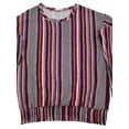 thumbnail image 2 of Womens Plum Purple Burgundy Striped Elastic Hem Long Sleeve Shirt T-Shirt Top S, 2 of 2