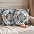 thumbnail image 3 of Pack of 2 Outdoor Pillow Covers,Waterproof Navy Blue Yellow Throw Pillow Covers,Boho Southwestern Ethnic Mexican Flowers Decorative Pillowcases Cushion Covers Couch Pillow Sham Protector 26x26 Inch, 3 of 8