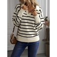 thumbnail image 4 of Women Striped Drop‑Shoulder Long‑Sleeve Knit Sweater, Casual Pullover Top for Fall Winter, 4 of 6