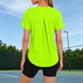 thumbnail image 4 of Ladies Tops And Blouses Ndbuld Women's Fashionable Slim-fitting Elastic Lightweight Casual UPF 50+ Sunscreen Hiking Sports Short-sleeved Round-neck Top Green XXL, 4 of 9
