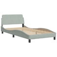 thumbnail image 2 of vidaXL Bed Frame with Headboard Light Grey 100x190 cm Velvet, 2 of 5