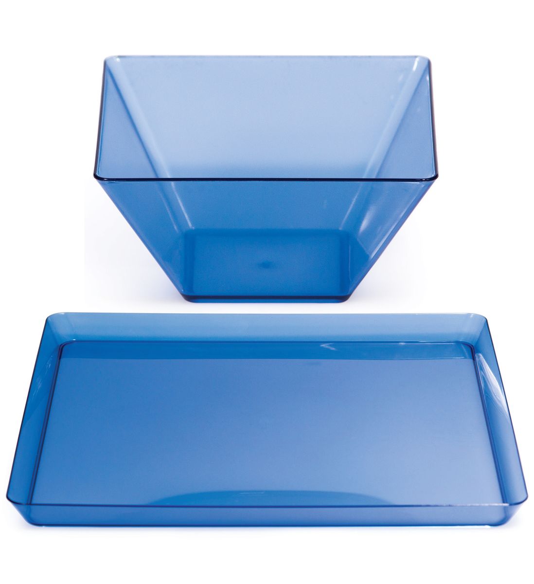 Mozlly Value Pack Creative Converting Blue Mini Square Plastic Bowls