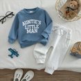 thumbnail image 2 of UAYOTSE Toddler Baby Boys 2 Piece Outfit Auntie's Little Man Letter Print Crewneck Sweatshirt Drawstring Jogger Pants Fall Winter Clothing Set Size 12-18 Months, 2 of 8