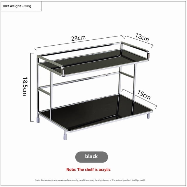 Black Iron Compact Storage Rack - Versatile Organizer for Kitchen Countertops, Bathroom Cosmetics, Office Desks & Living Spaces - Durable Space-Saving Solution for Cups, Makeup, Towels & Small Items