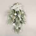 thumbnail image 5 of White Christmas Teardrop Wreaths for Front Door Artificial Floral Garland Christmas Teardrop Swag Christmas Hanging Pendant for Winter Holiday Xmas Wall Door Hanging Decor (18.7"L*11.8"W), 5 of 8