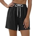 thumbnail image 5 of WAYUTE Women's Shorts Casual High Waist Loose Thin Breathable Solid Color Summer Shorts with Drawstring and Pockets Beach Outdoor,Black,XL, 5 of 7