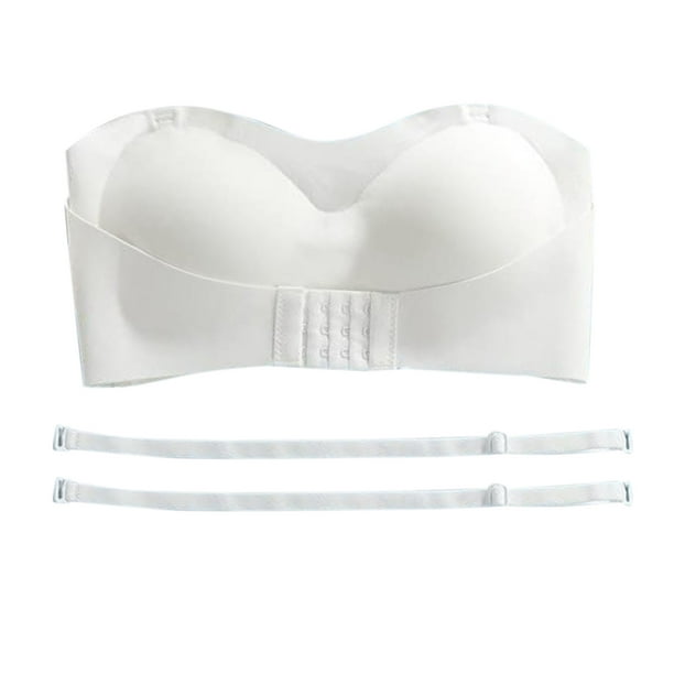 nsendm Female Underwear Adult Tape Bras Lift for Women Women Lingerie  Strapless Front Buckle Lift Bra Wire Slip Push Up Bandeau Bra Boobs  Tape(White, XL) 