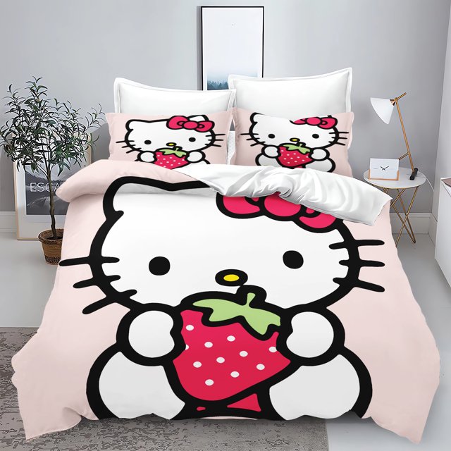 Sanrio Hello Kitty Quilt Cover 100% Polyester New Design 3D Cute Print Decor Comfortable Set Teenager Children Soft Bedding