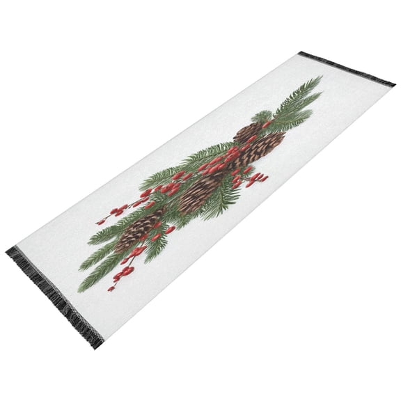 Vintage Modern Runner Rug,Non Slip Machine Washable 72"x23.5" Polyester Material Pet-Friendly Durable,Applicable to Entryway Rug Living Room Rug Pine Cones and Cranberries