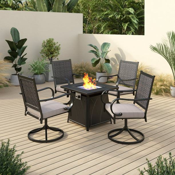 Sophia & William 5 Pieces Outdoor Patio Dining Set Wicker Swivel Chairs ...