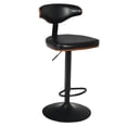 thumbnail image 1 of Gymax Walnut Bentwood Barstool Height Adjustable Upholstered Swivel Stool Curved Back, 1 of 10