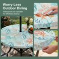 thumbnail image 5 of Round Outdoor Tablecloth with Umbrella Hole and Zipper, Teal Red Coastal Tablecloth with Elastic Waterproof, Nautical Seahorse Beach Coral Starfish Patio Table Covers for 36" - 44" Pool Tables, 5 of 9