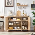 thumbnail image 4 of 2 Pcs Joaxswe Buffet Cabinet with 3 Doors, 46" Kitchen Sideboard Storage Cabinet with Adjustable Shelves, Coffee Bar Cabinet for Dining Room, Natural Oak, 4 of 12