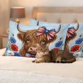 thumbnail image 3 of Independence Day Pillow Covers 2 Pack U. S. Flag Bow Cartoon Brown Cow Blue Red Poppy Pillowcase Waterproof Outdoor Throw Pillow Cover for Patio Balcony Rectangular Cushion 20”x12”, 3 of 9
