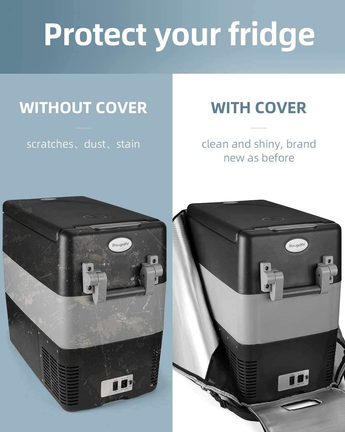 53 Quart Insulated Protective Cover for Portable Car Refrigerator -  Weatherproof  with Storage Pockets